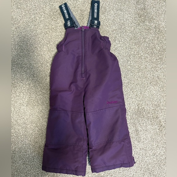OshKosh B'gosh Purple Kids Snow Bib‎ Overalls Size 24m 2T - Picture 1 of 9